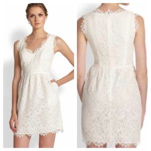 Shoshanna Sierra White Lace Cocktail Party Dress with Pockets Size 12
